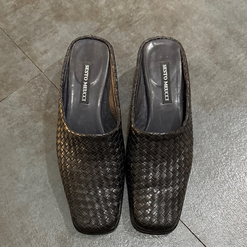 Sesto Meucci Black Woven Slip-Ons